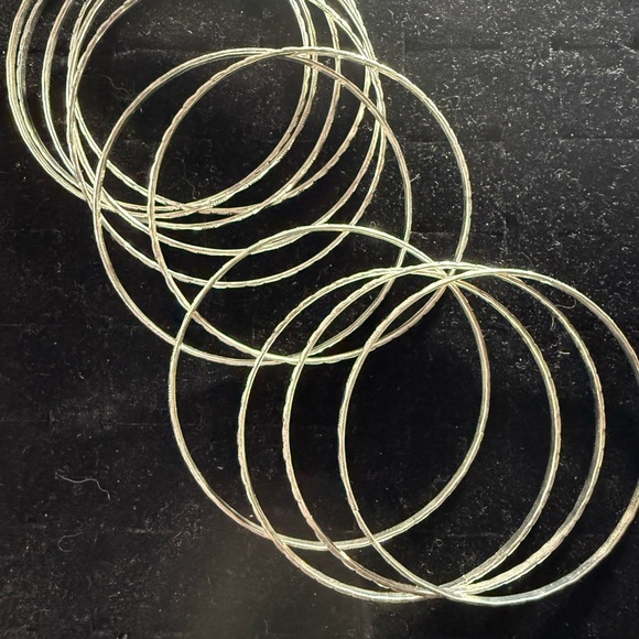 11‎ Stack Silver Tone Bangle Set - Picture 4 of 7